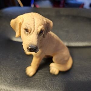 Vintage Yellow Lab Figurine 6.5 Inches Tall: Resin Labrador Retriever Puppy